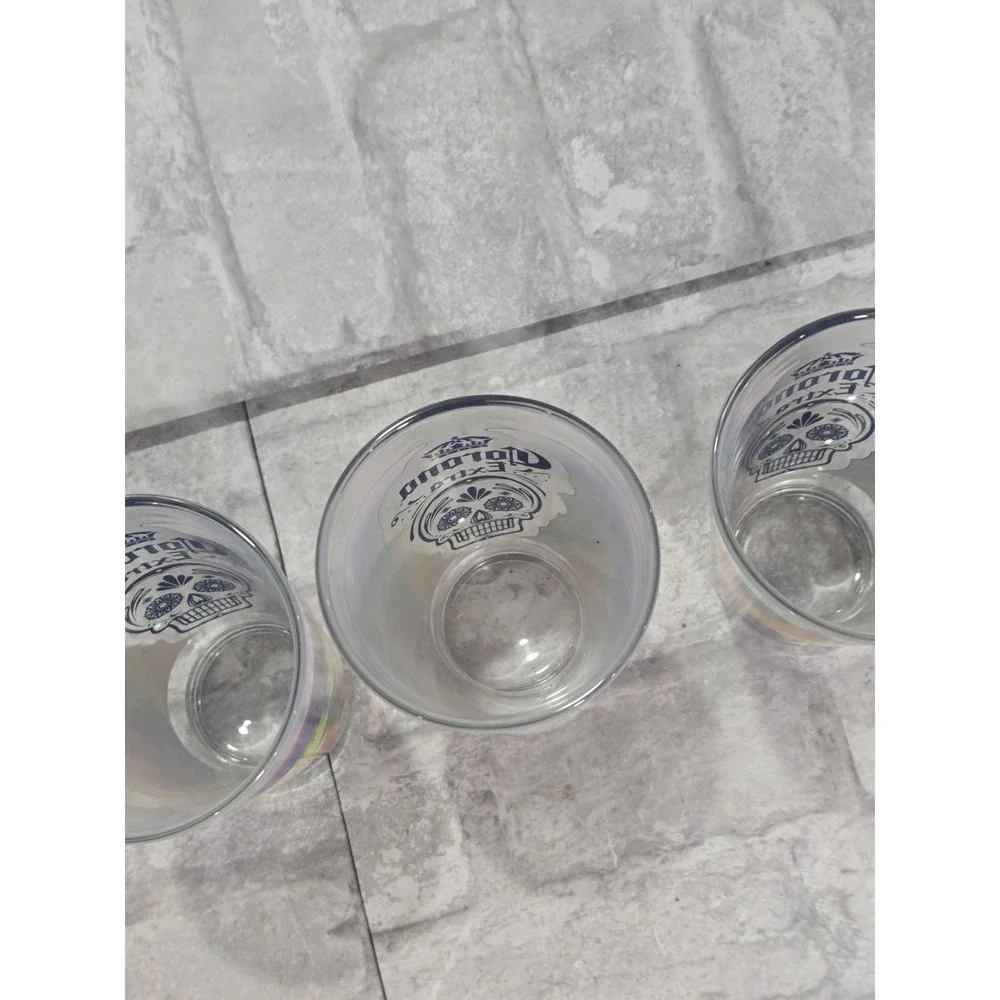 Corona Extra Cerveza Mexican Day Of The Dead Sugar Skull Pint Glasses (Set of 3)